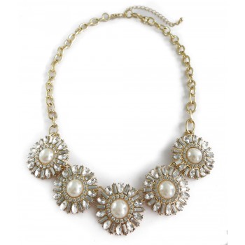 Crystal White Daisy Bauble Stone Necklace